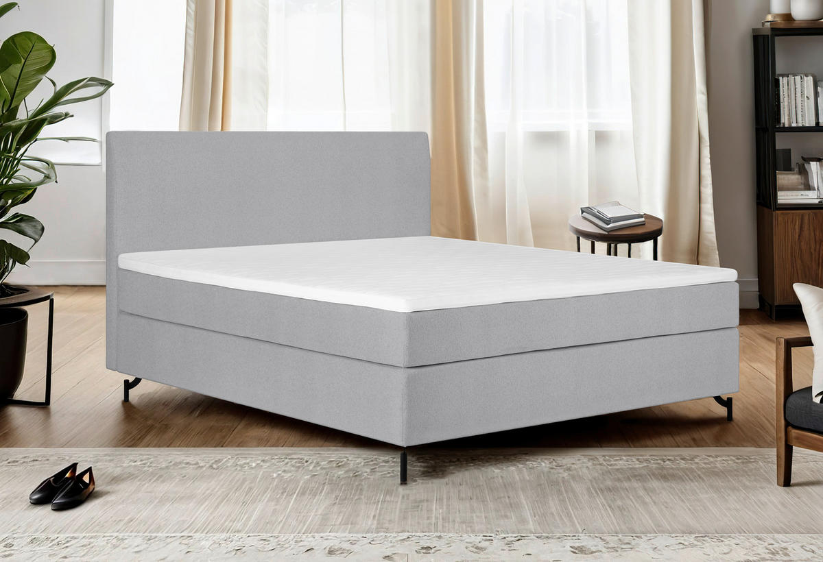 BOXSPRING-ÁGY 140/200 cm  szürke  - fekete/szürke, Modern, textil (140/200cm) - MID.YOU