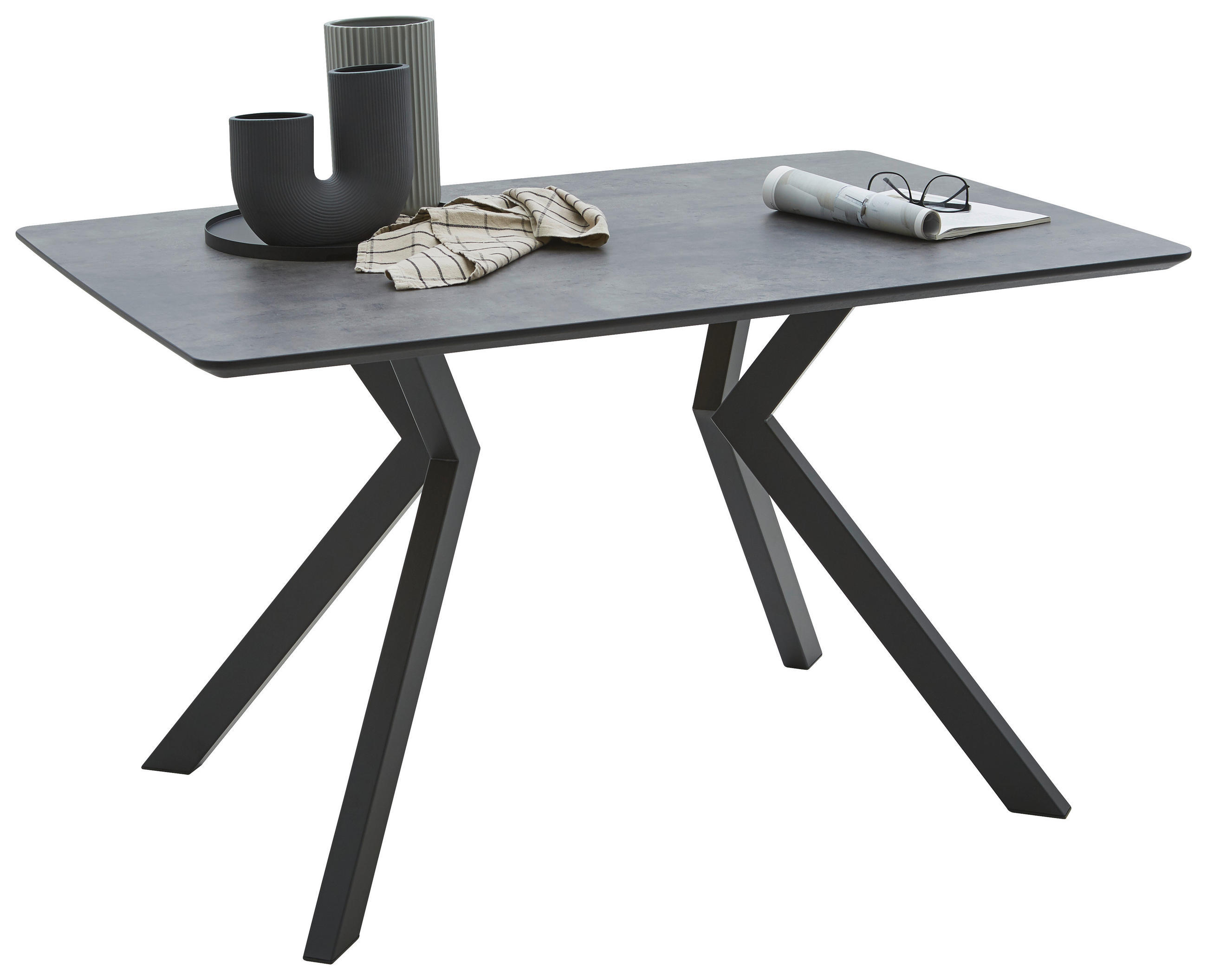 ESSTISCH 130/90/76 cm  Metall, Kunststoff rechteckig Grau, Schwarz  - Schwarz/Grau, Design, Kunststoff/Metall (130/90/76cm) - Dieter Knoll