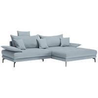 ECKSOFA PRATO Hellblau Flachgewebe  - Schwarz/Hellblau, MODERN, Textil/Metall (292/176cm) - MID.YOU