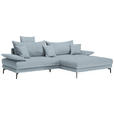 ECKSOFA in Flachgewebe Hellblau  - Schwarz/Hellblau, MODERN, Textil/Metall (297/173cm) - Carryhome