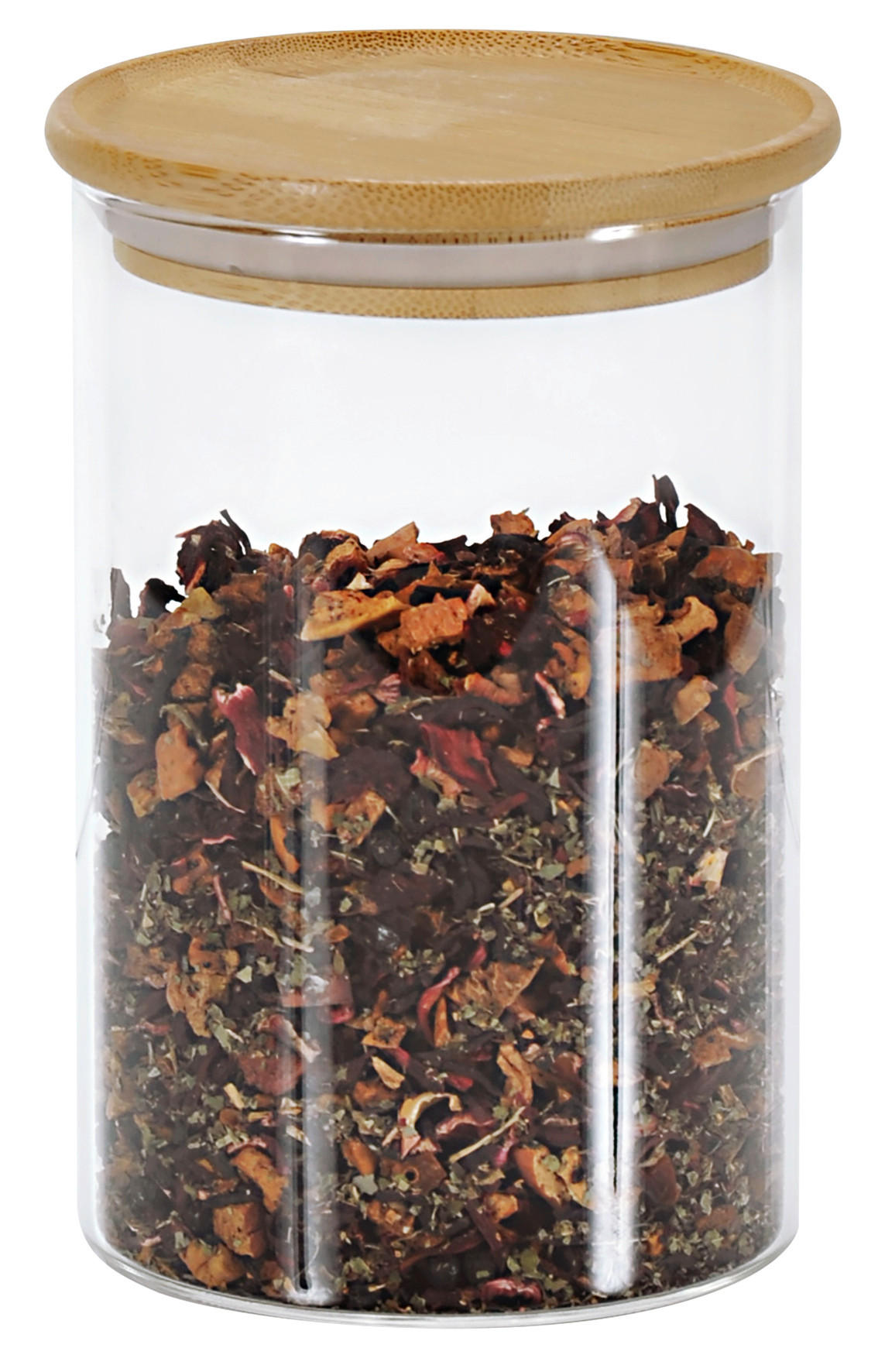 POSODA ZA SHRANJEVANJE     10/10/15 cm         - naravne barve/prozorno, Basics, steklo/les (10/10/15cm) - Kesper