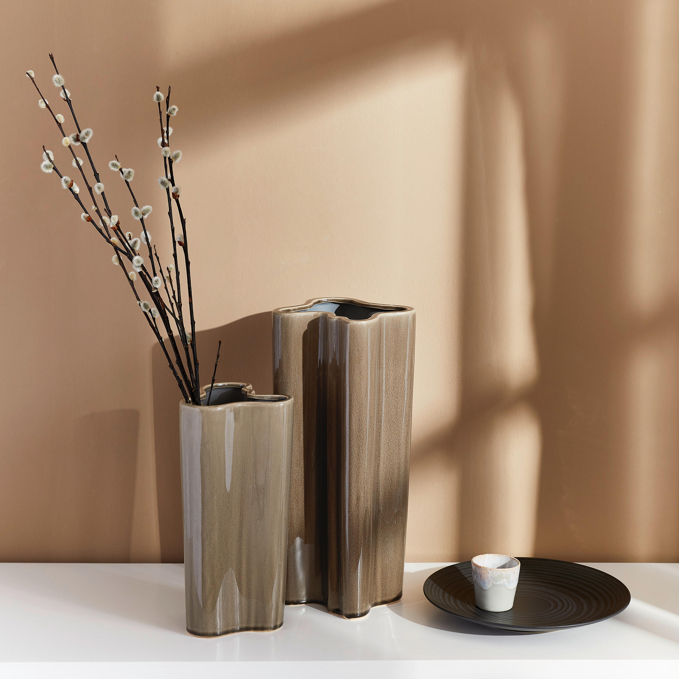 VASE  - Braun, Basics, Keramik (20/18,5/40,5cm)