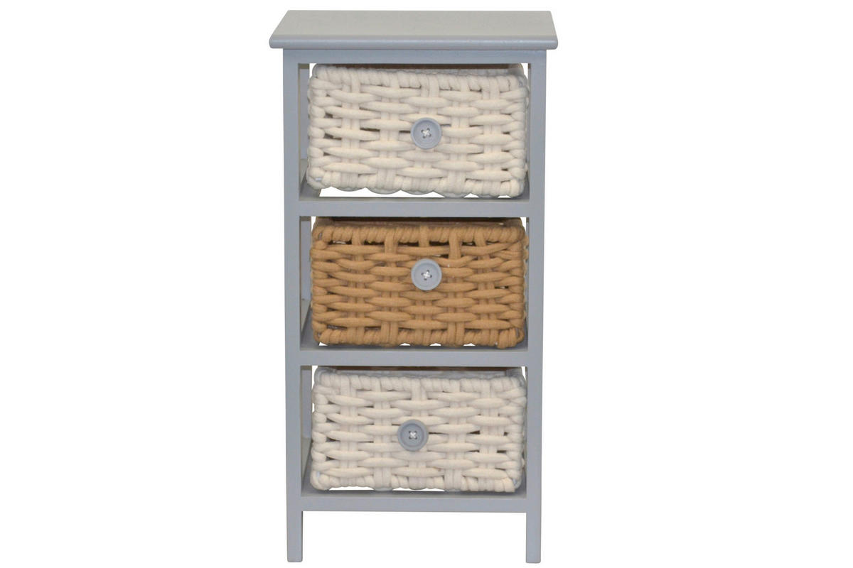 KOMMODE , , 3 Schublade(n)  - Creme/Hellgrau, Design, Holz/Textil (25/30/58cm) - MID.YOU