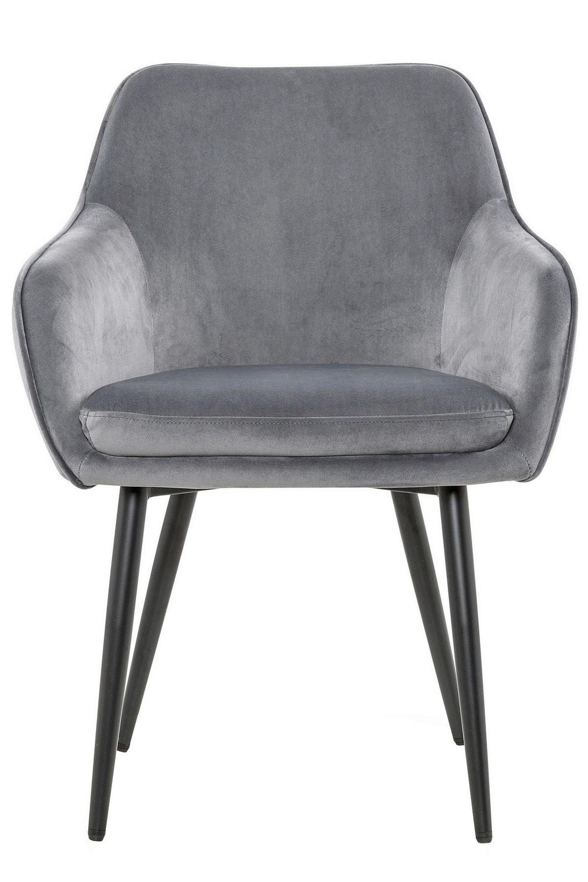 ARMLEHNSTUHL  in Samt  - Schwarz/Grau, MODERN, Textil/Metall (61/85/60cm) - Livetastic
