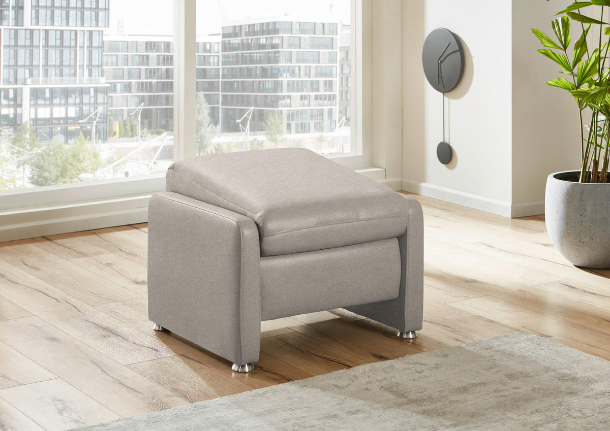 HOCKER in Textil Beige  - Beige/Alufarben, KONVENTIONELL, Textil/Metall (67/44/58cm) - Beldomo Comfort