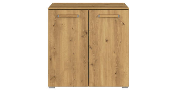 KOMMODE  in 80/81/42 cm  - Eichefarben/Silberfarben, Design, Holzwerkstoff/Kunststoff (80/81/42cm) - Novel