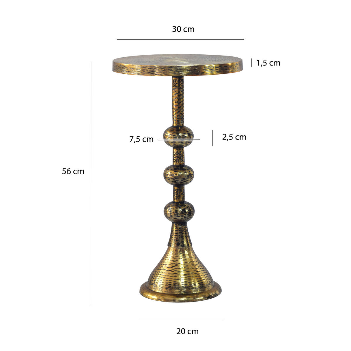 Masă Auxiliară din metal, 30/30/56 cm - auriu, Design, metal (30/30/56cm) - Livetastic