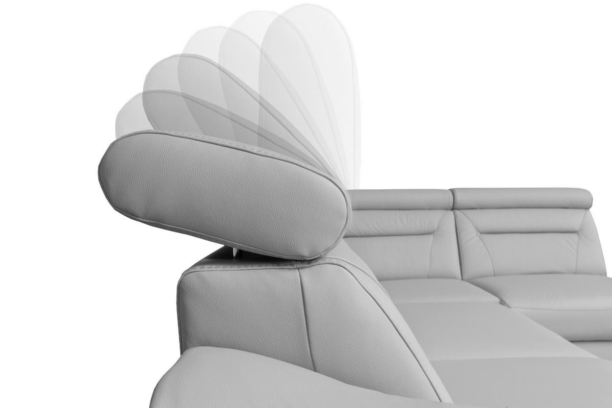 ECKSOFA  in Lederlook Echtleder Platinfarben  - Platinfarben/Wengefarben, Design, Leder/Holz (260/212cm) - Celina Home