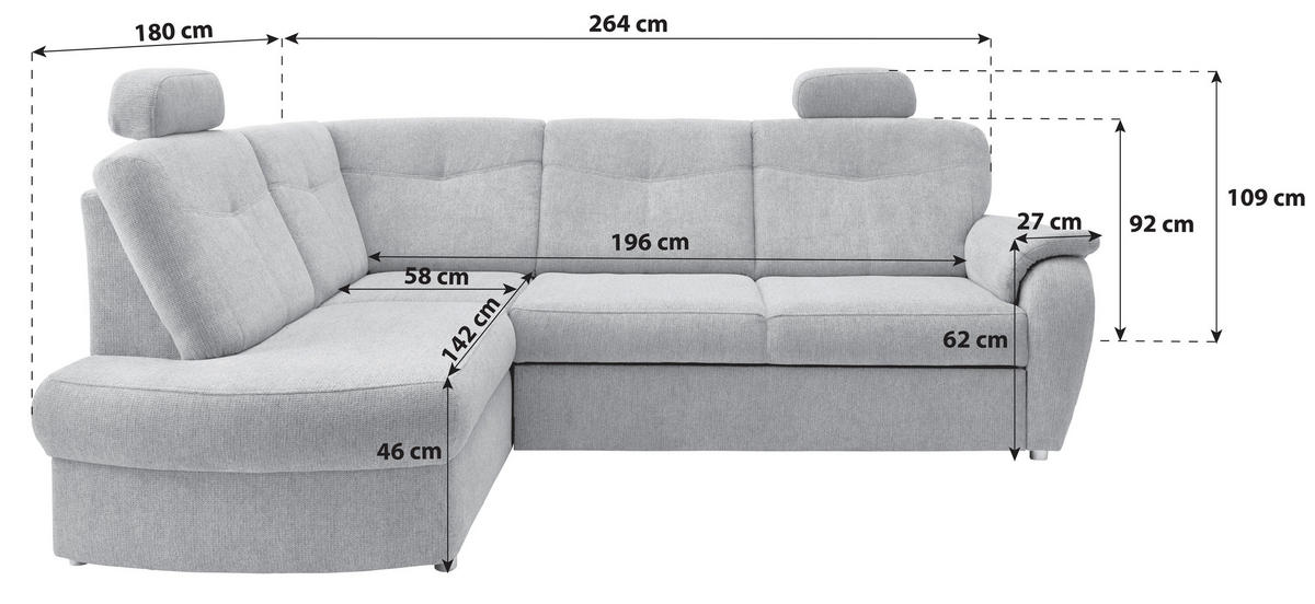 ECKSCHLAFSOFA Chenille Mintgrün  - Chromfarben/Mintgrün, Modern, Kunststoff/Textil (180/264cm) - Livetastic