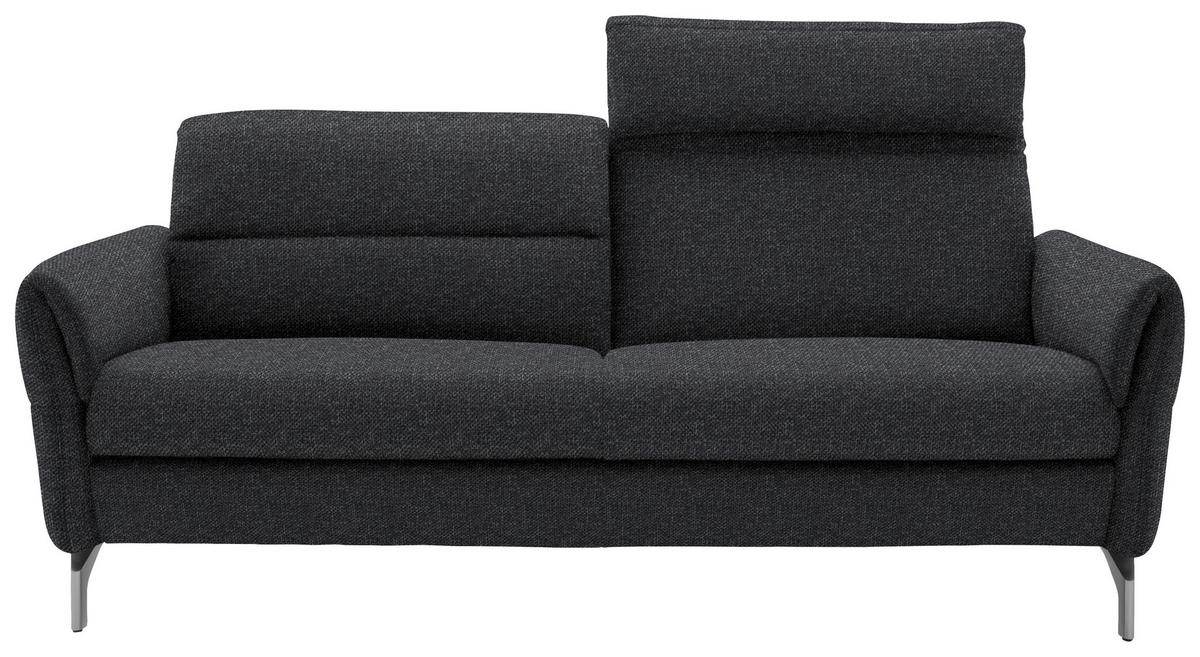 2-SITZER-SOFA Flachgewebe Anthrazit  - Anthrazit/Nickelfarben, Design, Textil/Metall (186/87/100cm) - Schöner Wohnen