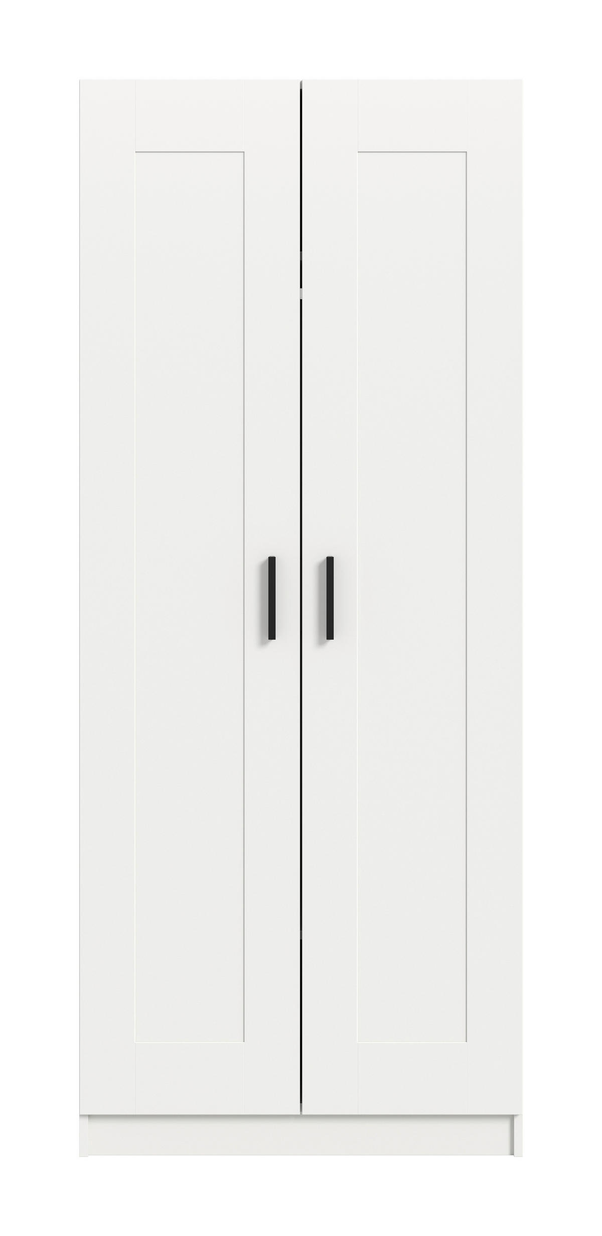 DREHTÜRENSCHRANK 80/195/56 cm,  in Weiß, 2 Tür(en)-türig  - Schwarz/Weiß, ROMANTIK / LANDHAUS, Holzwerkstoff/Kunststoff (80/195/56cm) - Livetastic
