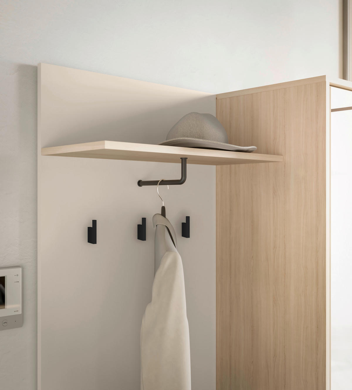 GARDEROBE 5-teilig  in 114/197/40 cm  - Kaschmir/Eichefarben, Design, Glas/Holzwerkstoff (114/197/40cm) - Xora