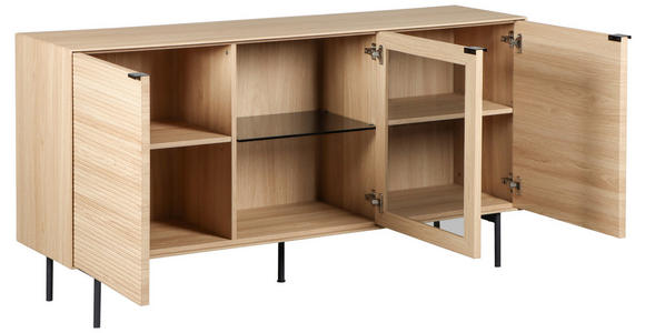 SIDEBOARD  150/80/40 cm  - Eichefarben/Schwarz, KONVENTIONELL, Glas/Holzwerkstoff (150/80/40cm) - Xora