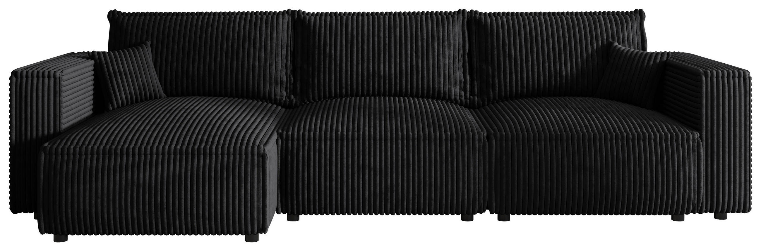 ECKSOFA Anthrazit Cord Zierkissen, Rückenkissen, Schlaffunktion, Rücken echt  - Anthrazit/Schwarz, MODERN, Kunststoff/Textil (350/168cm) - Xora