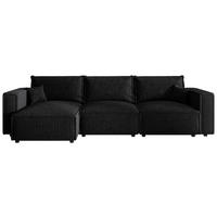 ECKSOFA Anthrazit Cord Zierkissen, Rückenkissen, Schlaffunktion, Rücken echt  - Anthrazit/Schwarz, MODERN, Kunststoff/Textil (350/168cm) - Xora