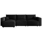 ECKSOFA Anthrazit Cord Zierkissen, Rückenkissen, Schlaffunktion, Rücken echt  - Anthrazit/Schwarz, MODERN, Kunststoff/Textil (350/168cm) - Xora