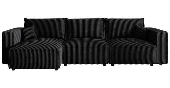 ECKSOFA Anthrazit Cord Zierkissen, Rückenkissen, Schlaffunktion, Rücken echt  - Anthrazit/Schwarz, MODERN, Kunststoff/Textil (350/168cm) - Xora