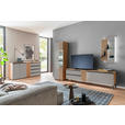 WOHNWAND in Greige, Wildeiche 277/200/45 cm - Wildeiche/Greige, Design, Glas/Holz (277/200/45cm) - Moderano