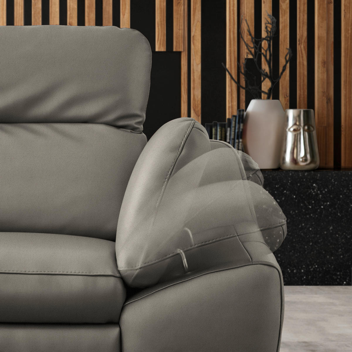 ECKSOFA in Echtleder Graubraun  183/286 cm  - Graubraun/Schwarz, Design, Leder/Metall (183/286cm) - Celina Home