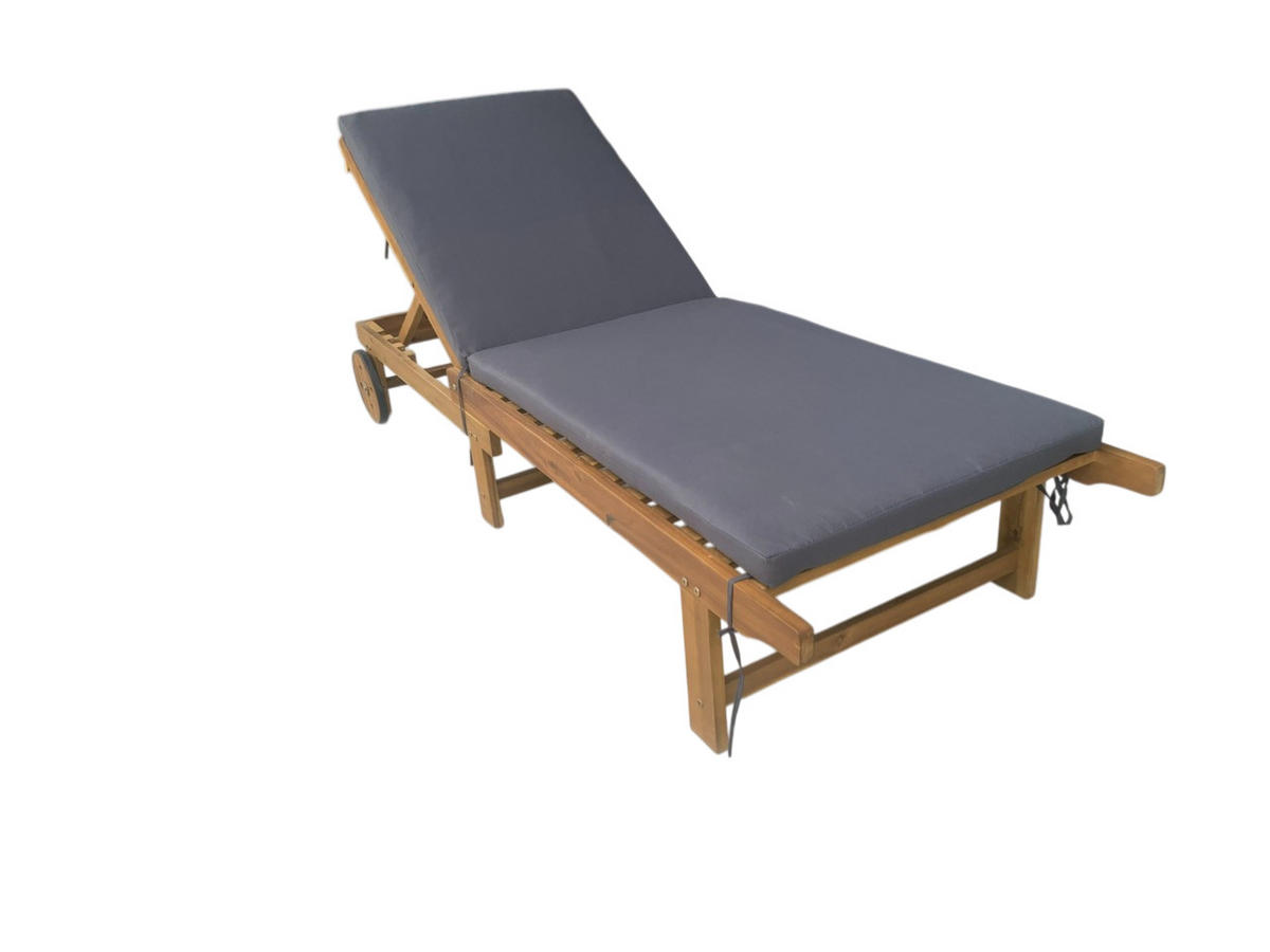 GARTENLIEGE 186/32/70 cm  - Grau/Akaziefarben, Basics, Holz/Textil (186/32/70cm) - Ambia Garden