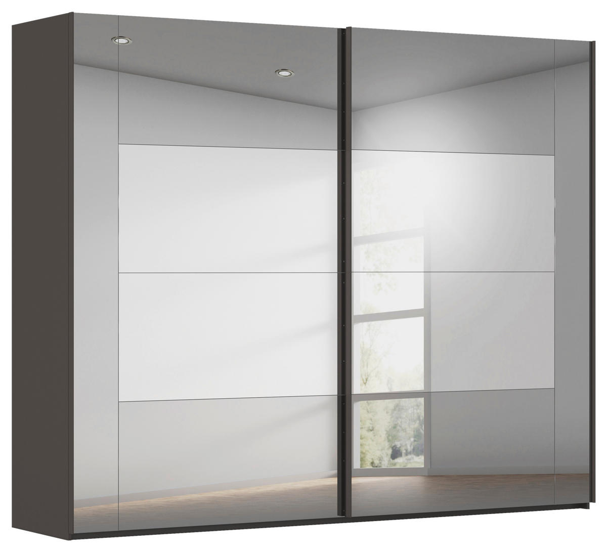 GARDEROB MED SKJUTDÖRRAR 271/223/68 cm 2-dörrar - grafitfärgad, Design, trämaterial/glas (271/223/68cm) - Xora