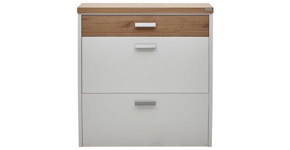 SCHUHSCHRANK Wildeiche furniert, massiv lackiert Weiß, Eichefarben - Eichefarben/Buchefarben, Design, Holz/Holzwerkstoff (92/96/31cm) - Dieter Knoll