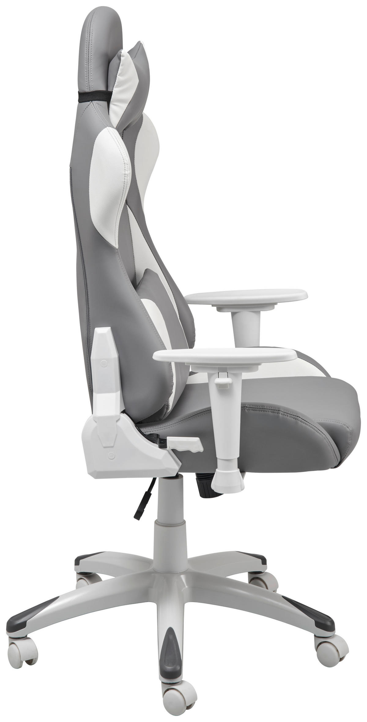 GAMINGSTUHL  in Lederlook Grau, Weiss  - Weiss/Grau, Modern, Kunststoff/Textil (66/126-134/59cm) - Livetastic
