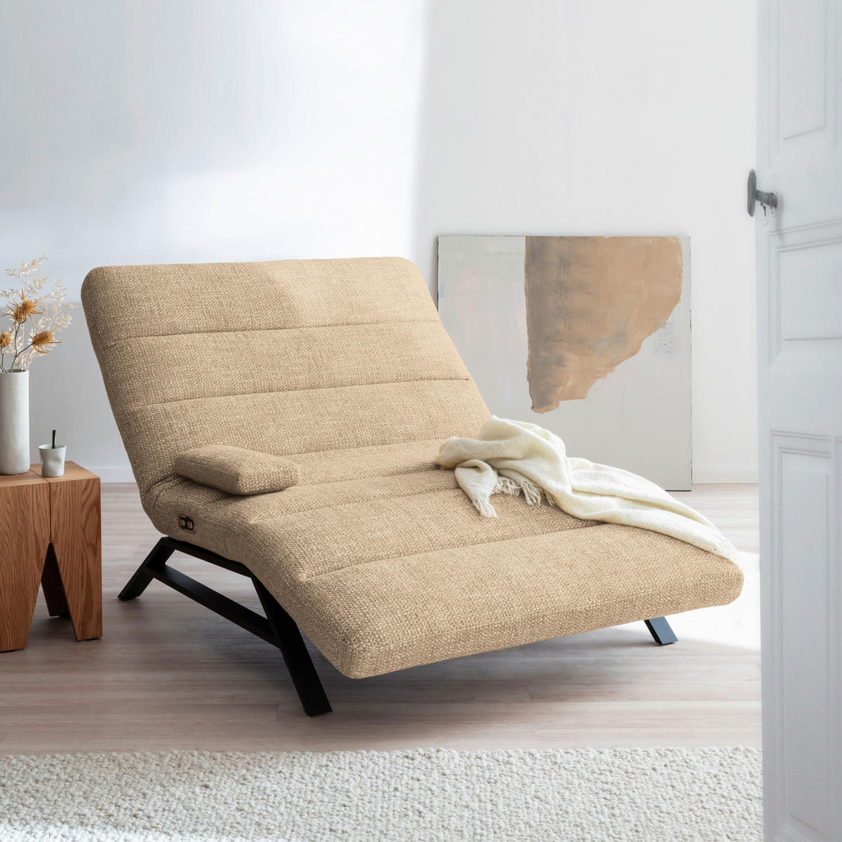 RELAXLIEGE Chenille Naturfarben  - Schwarz/Naturfarben, Design, Textil/Metall (120/54-113/158-198cm) - Pure Home Lifestyle