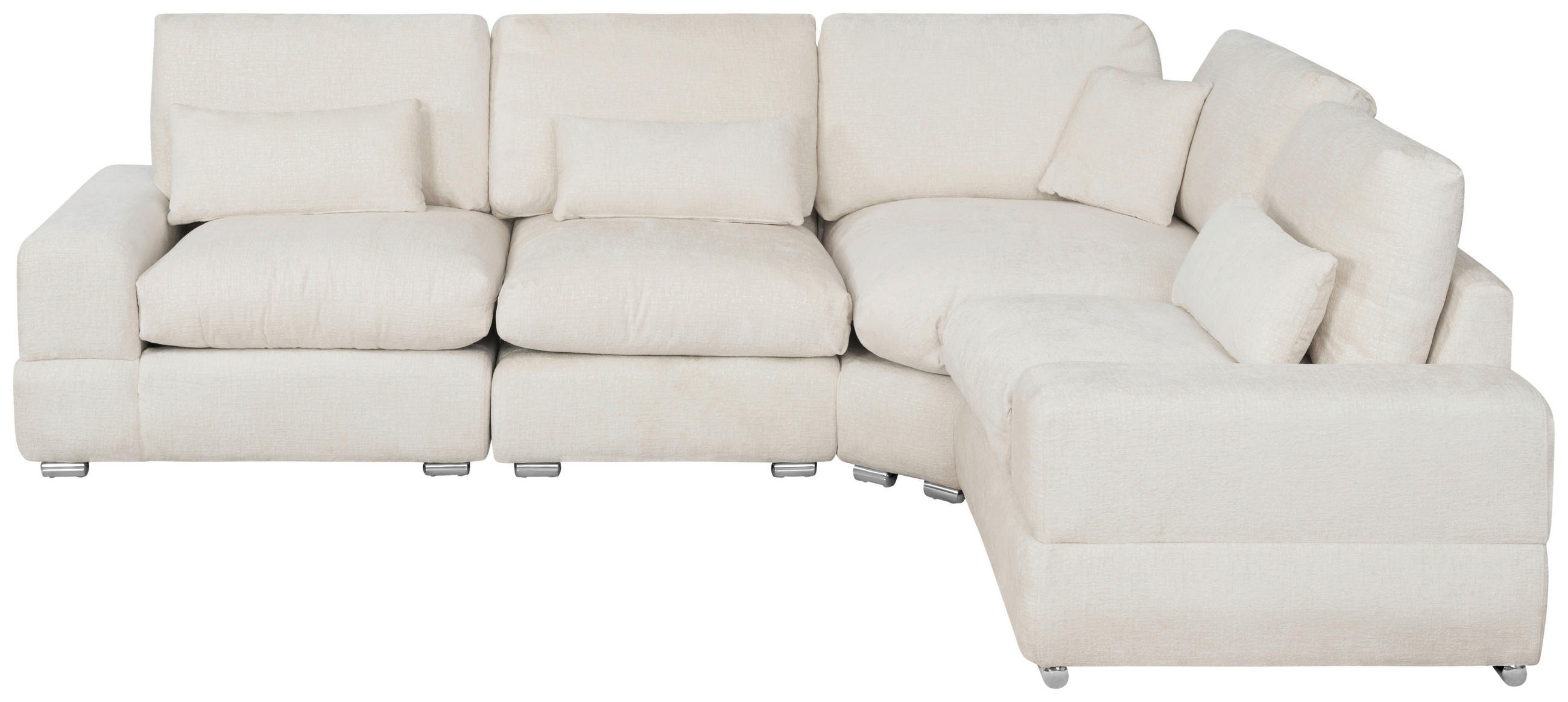 ECKSOFA Weiß Webstoff  - Silberfarben/Weiß, MODERN, Textil/Metall (305/230cm) - Livetastic