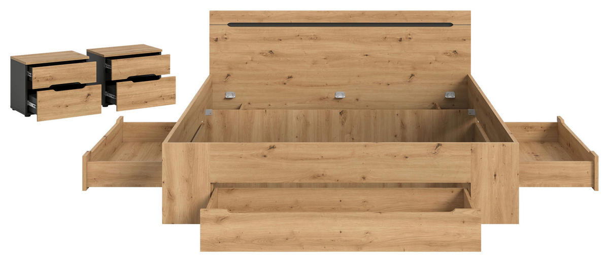 SCHLAFZIMMER Grau, Eiche Artisan  - Eiche Artisan/Grau, MODERN, Holzwerkstoff (284/87/205cm) - MID.YOU