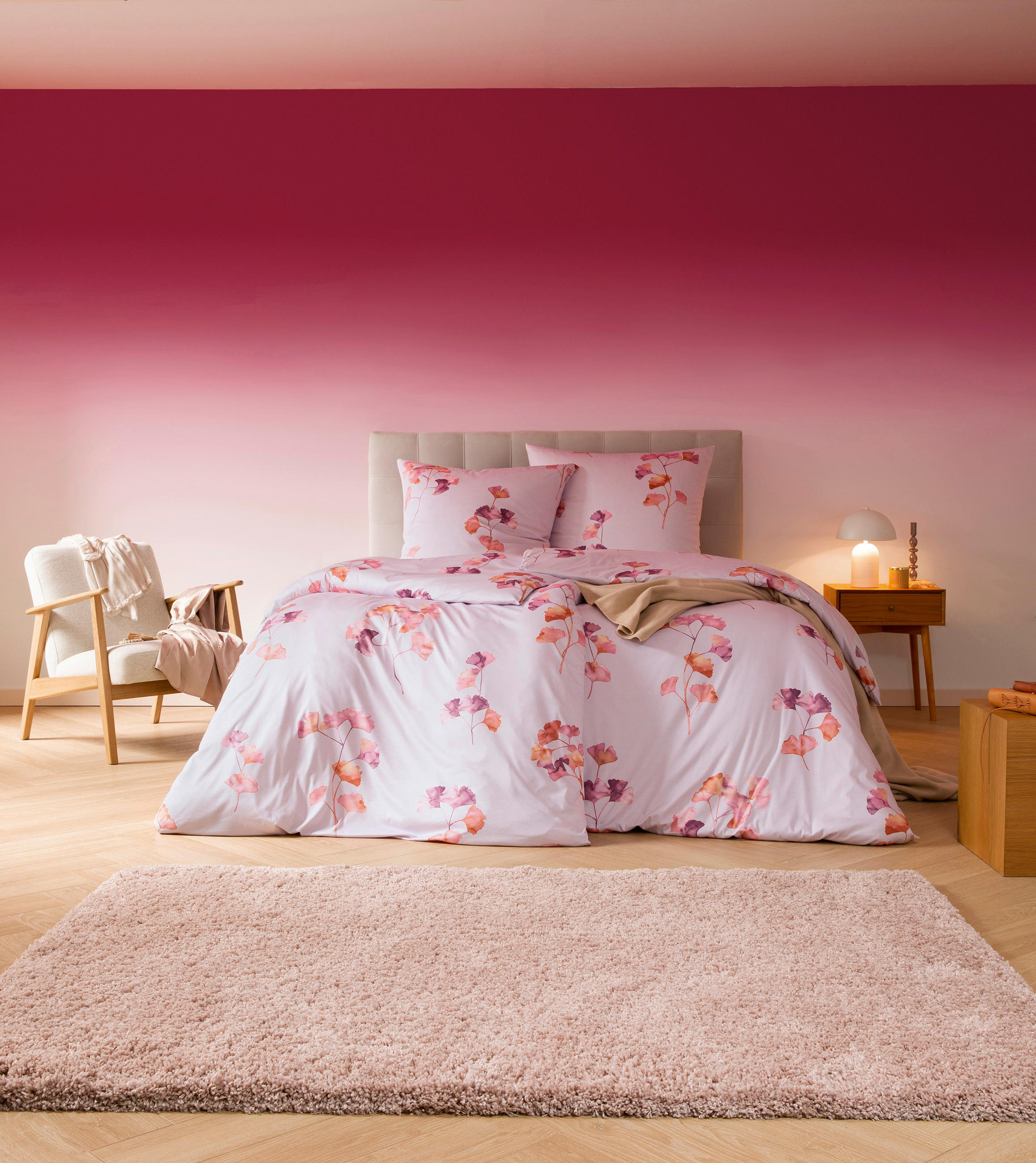 BETTWÄSCHE Atelier Makosatin 135/200 cm  - Beige/Rosa, Design, Textil (135/200cm) - Estella