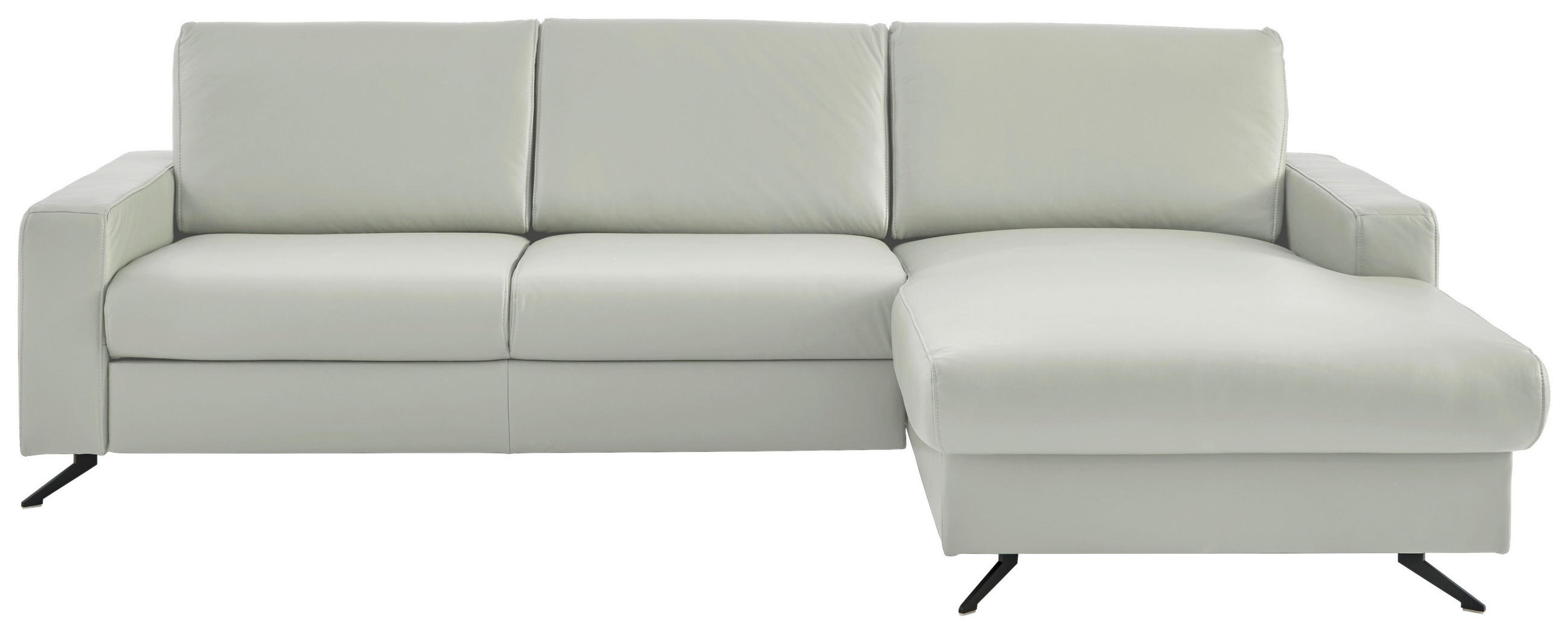 ECKSOFA Echtleder Silberfarben  - Silberfarben/Schwarz, Design, Leder/Metall (267/165cm) - Beldomo Premium