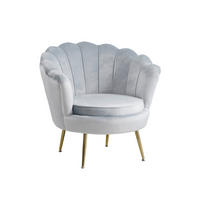 SESSEL in Samt Hellgrau  - Goldfarben/Hellgrau, MODERN, Textil/Metall (76/78/76cm) - Livetastic