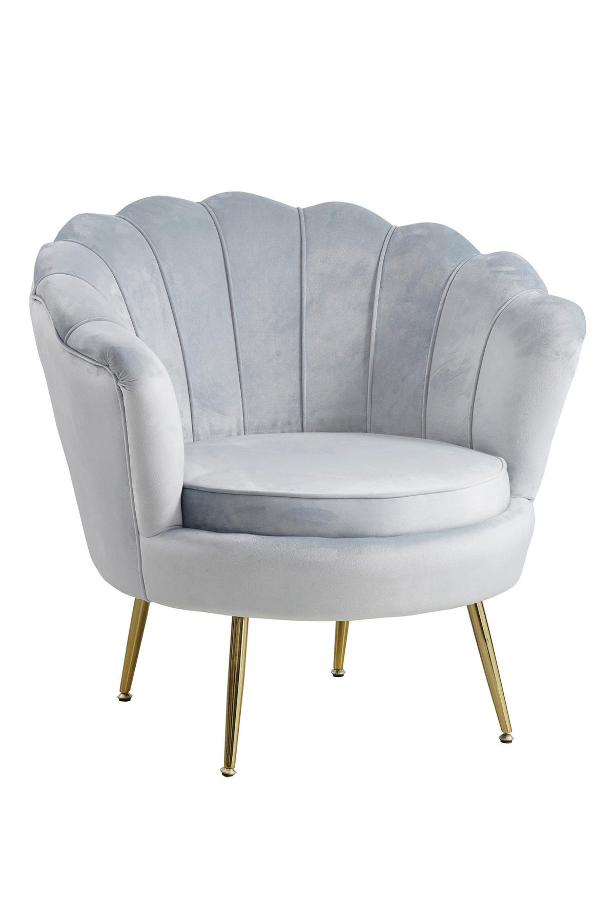 SESSEL in Samt Hellgrau  - Goldfarben/Hellgrau, MODERN, Textil/Metall (76/78/76cm) - Livetastic