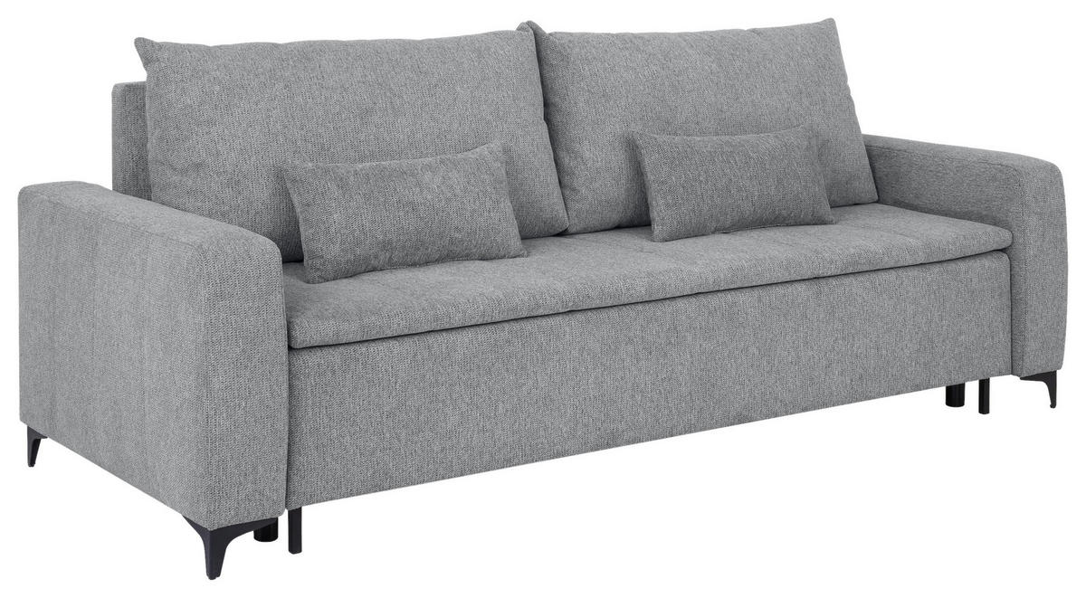 POHOVKA, drevo, kov, textil, sivá - čierna/sivá, Konventionell, kov/drevo (230/90/100cm) - Carryhome