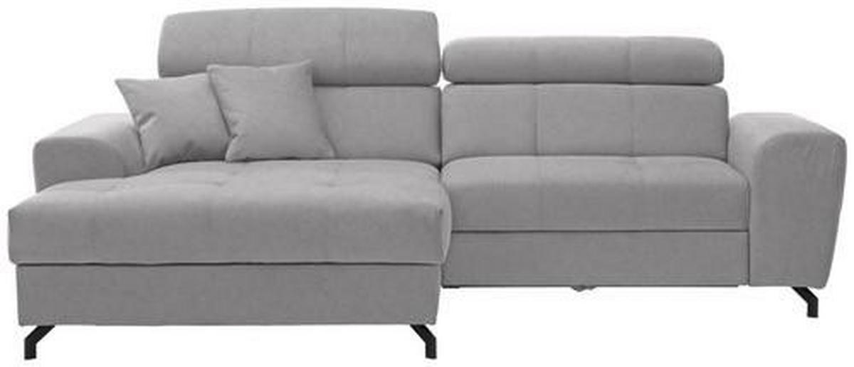 ECKSOFA in Velours Hellgrau  - Hellgrau/Schwarz, Design, Textil/Metall (181/267cm) - Carryhome