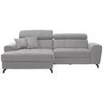 ECKSOFA Hellgrau Velours  - Hellgrau/Schwarz, Design, Textil/Metall (181/267cm) - Carryhome