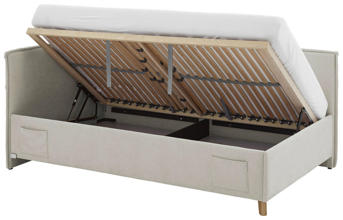 POLSTERLIEGE in Flachgewebe Beige  - Eichefarben/Birkefarben, Konventionell, Holz/Textil (120/200cm) - home24