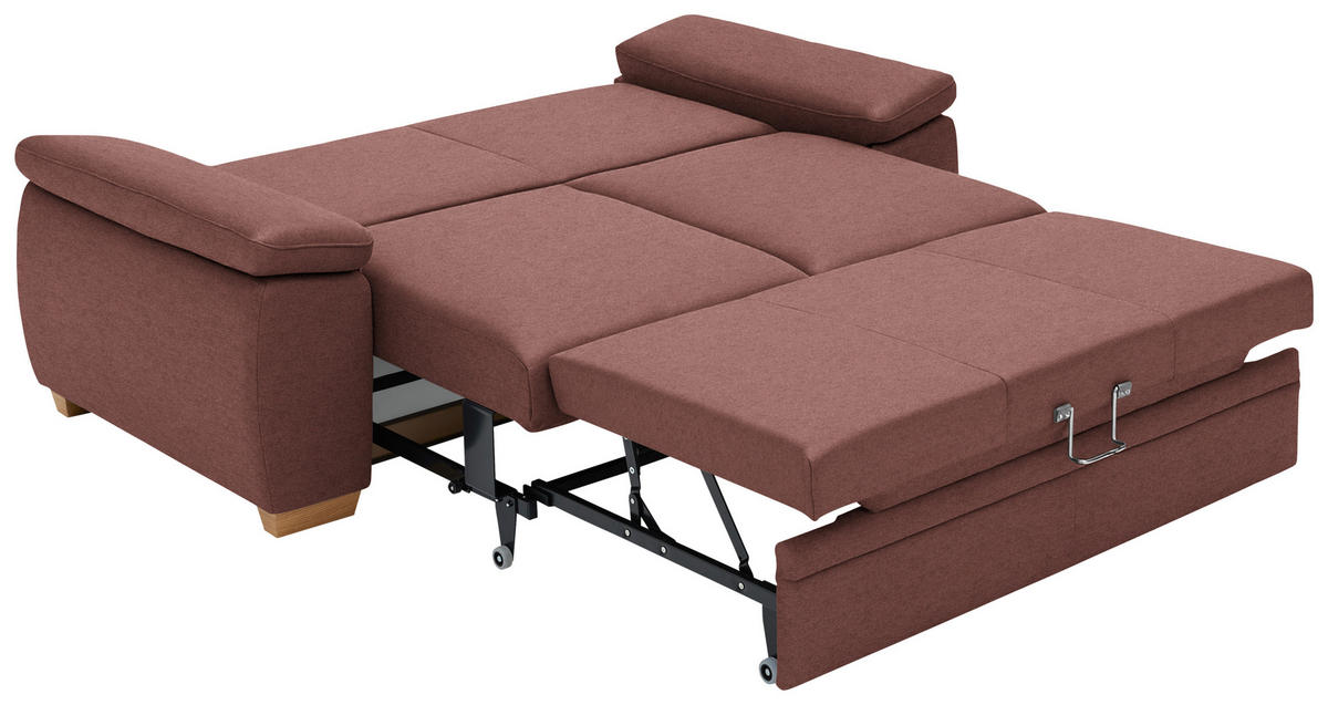 SCHLAFSOFA Chenille Weinrot  - Eiche Bianco/Weinrot, KONVENTIONELL, Holz/Textil (196/90/100cm) - Beldomo Style