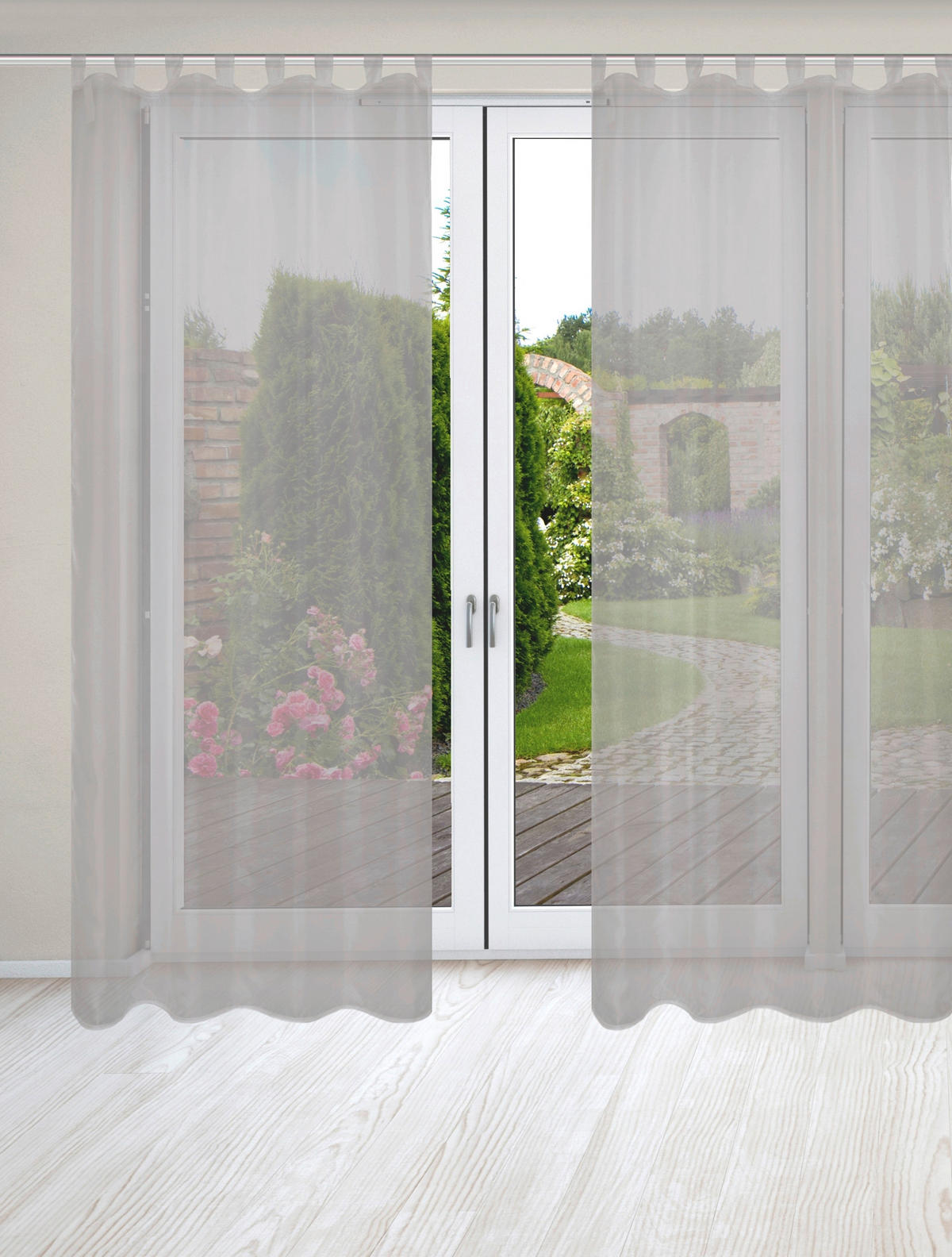 SCHLAUFENSCHAL  transparent   135/245 cm 2 Stück  - Grau Hochglanz, Basics, Textil (135/245cm)