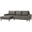 ECKSOFA in Velours Greige  - Greige/Schwarz, KONVENTIONELL, Holz/Textil (161/260cm) - Carryhome