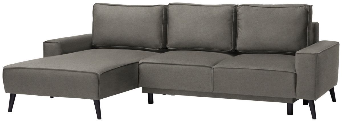 ECKSOFA in Velours Greige  - Greige/Schwarz, Konventionell, Holz/Textil (161/260cm) - Carryhome