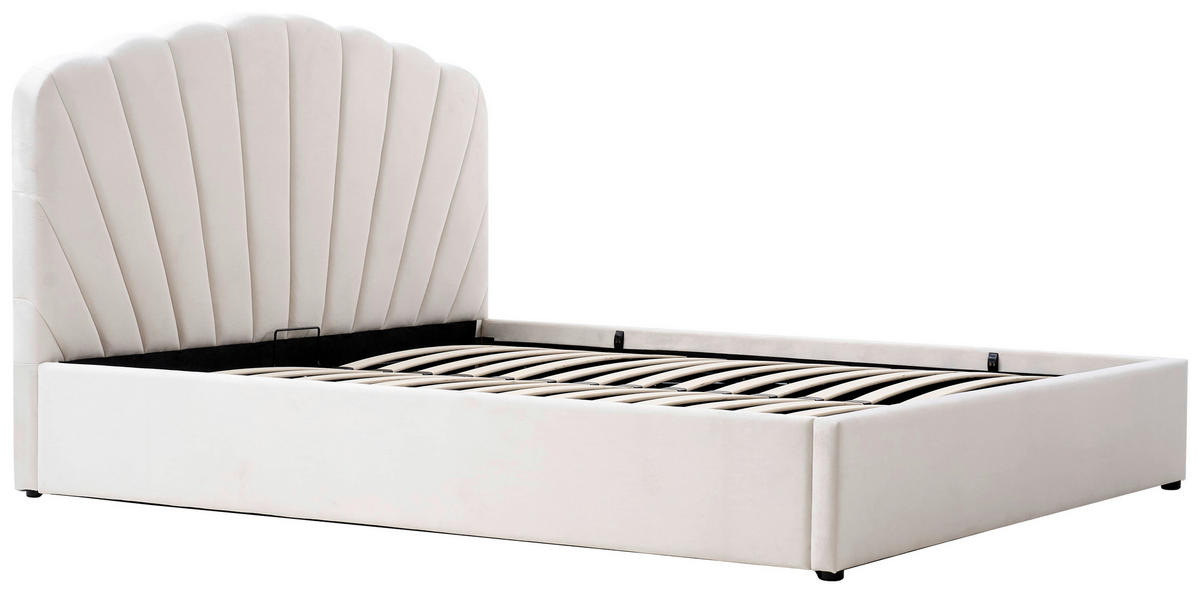 POLSTERBETT 180/200 cm, inkl. Lattenrost, Bettkasten,  in Beige  - Beige/Schwarz, Trend, Holz/Kunststoff (180/200cm) - Ambia Home