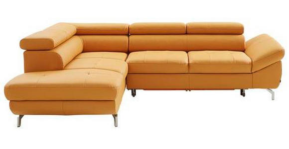 ECKSOFA Gelb Echtleder  - Chromfarben/Gelb, Design, Leder/Metall (220/270cm) - Novel