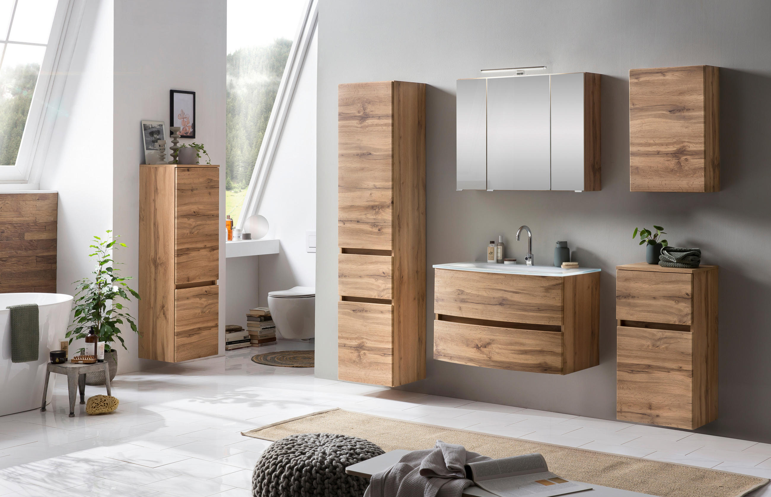 SPIEGELSCHRANK 80/64/20 cm - Chromfarben/Eichefarben, KONVENTIONELL, Glas/Holzwerkstoff (80/64/20cm) - Held