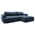 ECKSOFA Dunkelblau Struktur  inkl. Rückenkissen, Bettkasten, Schlaffunktion, Rücken echt, Liegefläche im Originalstoff  - Schwarz/Dunkelblau, KONVENTIONELL, Kunststoff/Textil (272/172cm) - Carryhome