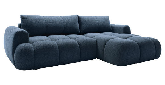 ECKSOFA Dunkelblau Struktur  inkl. Rückenkissen, Bettkasten, Schlaffunktion, Rücken echt, Liegefläche im Originalstoff  - Schwarz/Dunkelblau, KONVENTIONELL, Kunststoff/Textil (272/172cm) - Carryhome