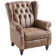 CHESTERFIELD-SESSEL Echtleder Dunkelbraun    - Dunkelbraun, LIFESTYLE, Leder (83/102/89cm) - Landscape