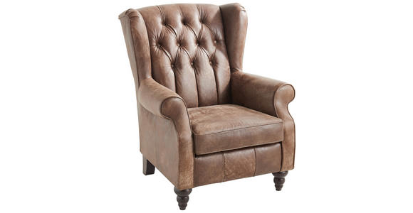 CHESTERFIELD-SESSEL Echtleder Dunkelbraun    - Dunkelbraun, LIFESTYLE, Leder (83/102/89cm) - Landscape