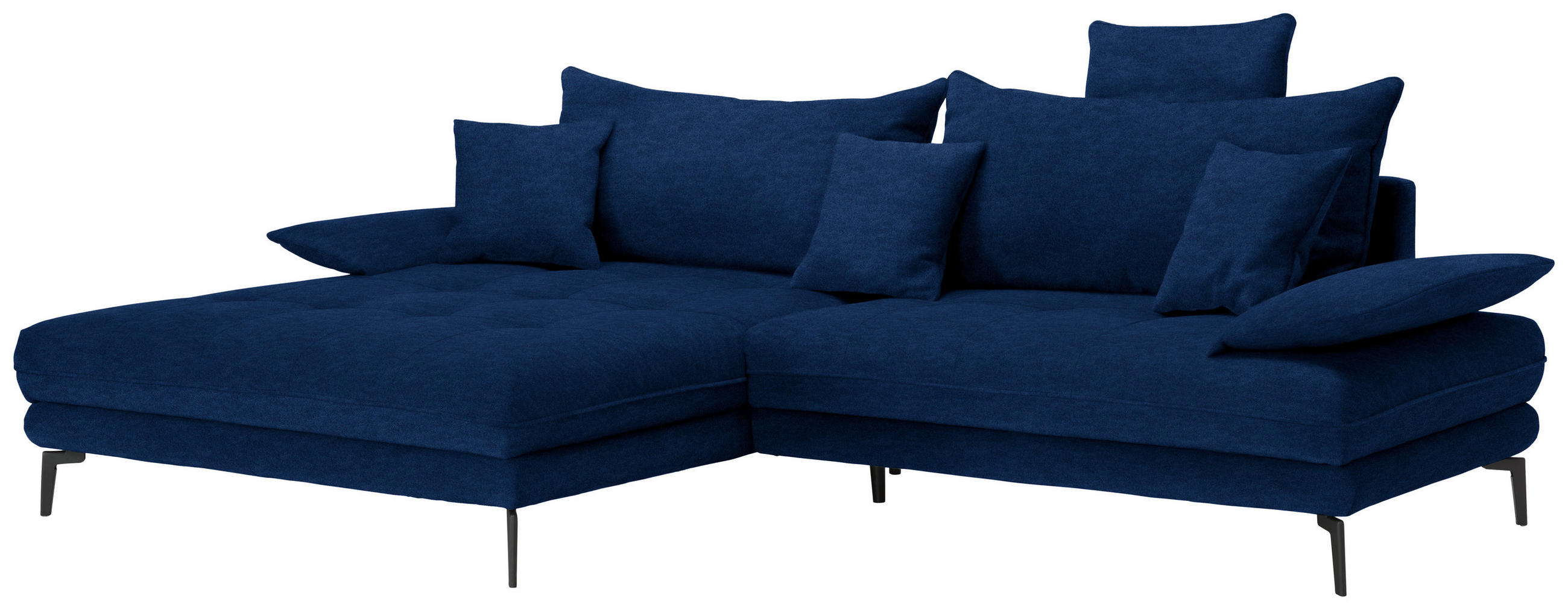 ECKSOFA in Mikrofaser Dunkelblau  176/292 cm  - Schwarz/Dunkelblau, MODERN, Textil/Metall (176/292cm) - Carryhome
